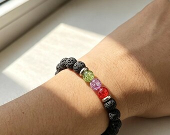 Custom Family Bracelet for Dad • Personalized Men Bracelet with Birthstones • Custom Men Bracelet • Gift for Him • Christmas gift