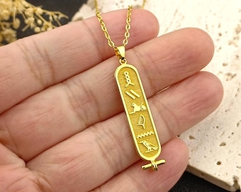 Egypt Custom Name Jewelry • Custom Egyptian Hieroglyphic Name Necklace • Ancient Egyptian Necklace • Gift for Her