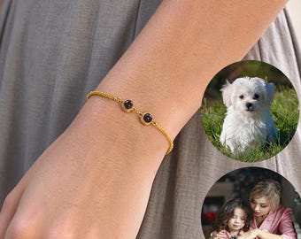Custom Photos Projection Bracelet • Picture Inside Bracelet • Memorial Photo Jewelry • Two Charm Bracelet • Christmas Gift
