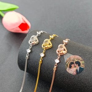Personalized Photo Projection Bracelet • Picture Inside Bracelet • Memorial Picture Jewelry • Heart Bracelet • Christmas Gift