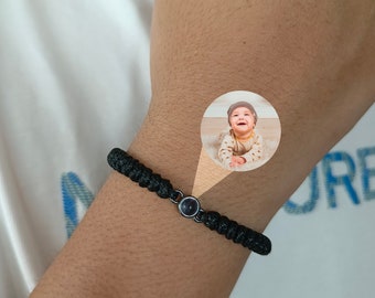 Men&#39;s Bracelet • Custom Photo Projection Bracelet • Boyfriend Bracelet • Braided Rope Bracelet • Gifts for Him • Father&#39;s Day Gifts