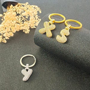 Llavero de letra de burbuja personalizado • Llavero de letra 3D • Llavero inicial • Regalo para ella • Joyería de verano