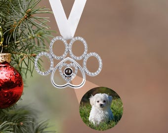 Personalized Christmas Projection Ornament • Custom    Dog Paw Decoration • Christmas Ornament • Christmas Bauble • Pet Family gift