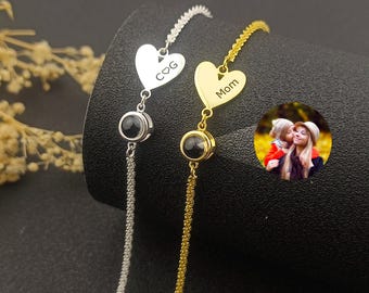 Custom Photo Projection Bracelet • Picture Inside Bracelet • Heart Bracelet • Gift For Her