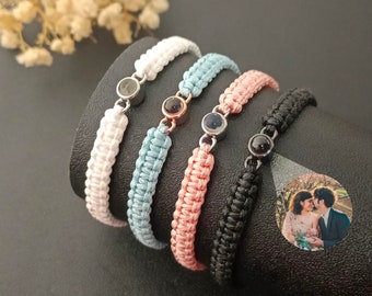 Pulsera personalizada para hombre • Pulsera de proyección de fotos • Pulsera de novio • Pulsera de cuerda trenzada • Pulseras de pareja • Regalos de Navidad