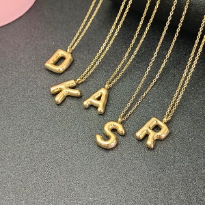 Collar de letras de burbujas personalizado • Collar de letras 3D • Collar inicial • Collar de plata • Regalo para ella • Joyería de verano