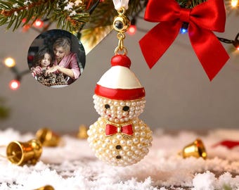 Personalized Christmas Projection Ornament • Custom  Photo Snowman Decoration • Snowman Bauble • Christmas gift
