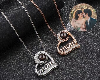 Herz Projektion Halskette • Foto Halskette • Mama Halskette • Herz Halskette • Muttertagsgeschenk • Erinnerungsgeschenk