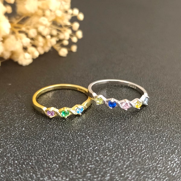 Custom Gemstone Ring • Birthstone Ring • Personalized Gemstone Stacking Ring • Sterling Silver Ring • Gifts For Her