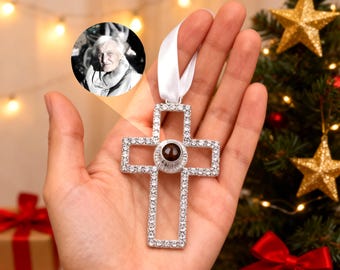 Personalized Christmas Projection Ornament • Custom  Cross Photo Decoration • Christmas Ornament • Christmas Bauble