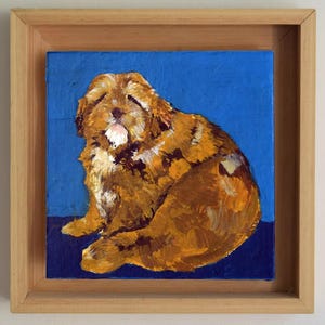 Retrato de animal de estimação personalizado a partir de foto – Ilustração de animal pintada à mão em guache sobre papelão reciclado – Arte em memória de cães e gatos