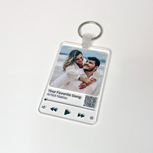 Custom Music Keychain with Photo, Personalized Keychain, Gift for Her, Couples Gift, Last Minute Bestie Gift, QR Code Keyring, Song Gift