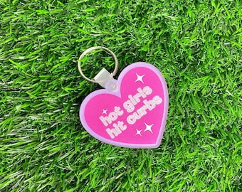 Hot Girls Hit Curbs Y2K Cute Keychain, Baddie Car Decor, Funny Keychain, Gifts for Her