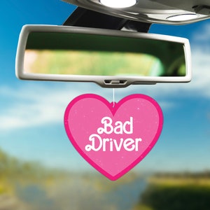 Bad Driver Cute Girly Pink Heart Gift Hanging Air Freshener for Car Decor