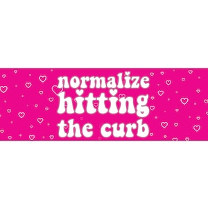 Normalize Hitting The Curb Y2K Pink Aesthetic Bumper Sticker & Car Magnet