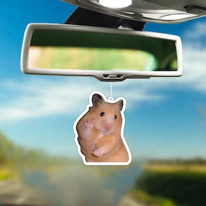 Hamster Holding Peace Sign Funny Gift Hanging Air Freshener for Car Decor