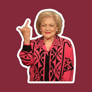 Betty Holding the Middle Finger Funny Meme Bumper, Laptop, Water Sticker & Refrigerator, Car Magnet