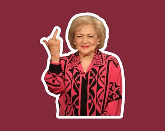 Betty Holding the Middle Finger Funny Meme Bumper, Laptop, Water Sticker & Refrigerator, Car Magnet