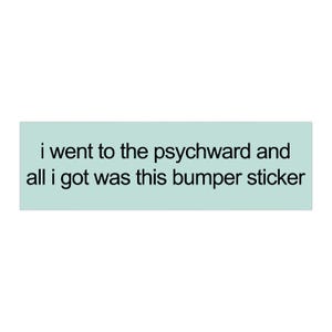 I Went To The Psychward And All I Got Was This Bumper Sticker Funny Unhinged Meme Bumper Sticker & Car Magnet