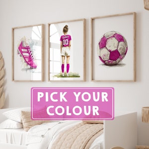 Girls Soccer Wall Art Prints, Personalized Soccer Prints, Girls Bedroom Decor, Soccer Gift for Girls, Soccer Poster, Soccer Jersey