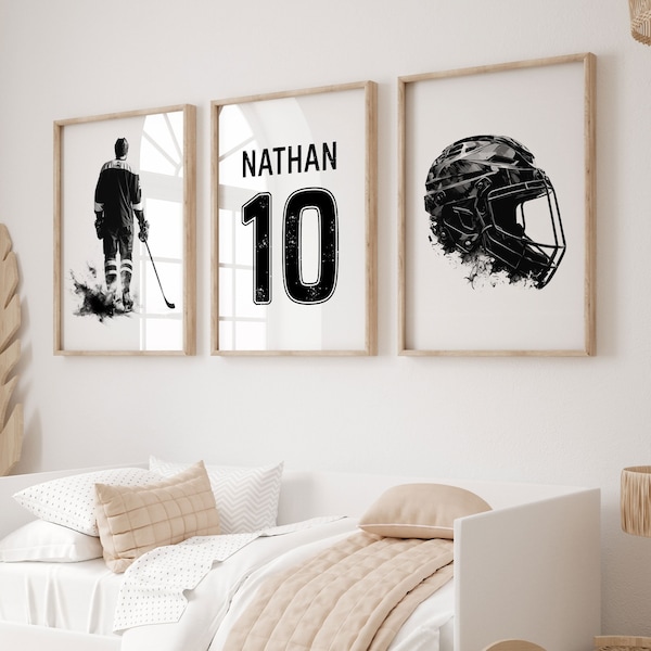 Custom Hockey Poster, Personalized Hockey Jersey, Hockey Print, Boys Bedroom Decor, Hockey Gifts, Hockey Room Decor, Hockey Wall Art