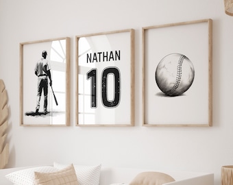 Custom Baseball Poster, Personalized Baseball Jersey, Baseball Print, Boys Bedroom Decor, Baseball Gifts, Baseball Room Decor, Baseball Art