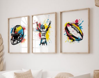 Personalized Football Art Prints: Custom Jersey, Boys Room Decor - Sports Wall Art (Digital Download)