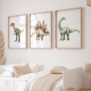 Printable Dinosaur Prints, Set of 3 Watercolor Dinosaur Nursery Boys Room, Kids Gallery Wall Set, Dinosaur Wall Art Dinosaur Boy Nursery Art
