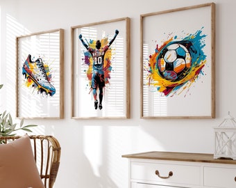 Personalised Football Wall Art Prints Personalised Football Prints Boys Bedroom Decor, Kid Bedroom Football Decor, Football Shirt Name Print