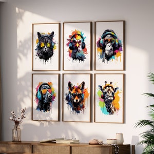 Set of 6 Gaming Prints, Games Poster, Gaming Room Decor, Gaming Wall Art, Animal Art, Boys Bedroom Decor, Teen Room Prints, Gamer Decor
