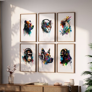 Set of 6 Gaming Prints, Games Poster, Gaming Room Decor, Gaming Wall Art, Animal Art, Boys Bedroom Decor, Teen Room Prints, Gamer Decor