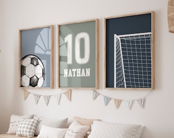 Personalised Football Wall Art, Football Prints, Boys Bedroom Decor, Kid Bedroom Football Decor, Football Shirt Name Print, Football Nursery