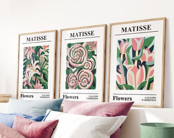 Ensemble d'art mural Henri Matisse, affiche vintage tendance, ensemble d'art mural rétro, affiche colorée abstraite, impression esthétique, affiche d'exposition Matisse