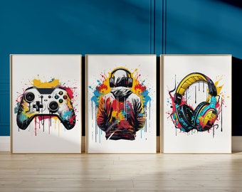 Set of 3 Gaming Prints, Gamer Decor, Gamer Wall Art, Teen Room Prints, Boys Bedroom Decor, Gaming Wall Art, Games Room Poster