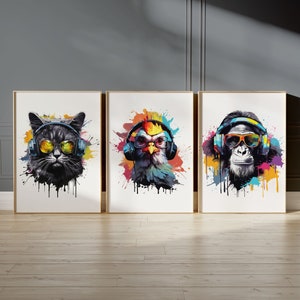 Set of 3 Gaming Prints, Gamer Decor, Graffiti Wall Art, Teen Room Prints, Boys Bedroom Decor, Gaming Wall Art, Games Room Poster