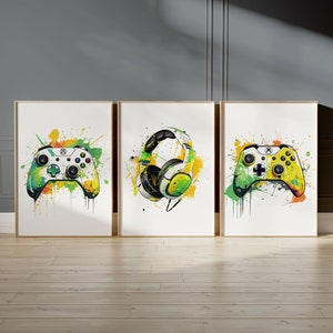 Set of 3 Custom Gaming Posters • Games Room Wall Art • Boys Bedroom Decor • Gaming Poster • Video Games Poster Print • Gaming Prints