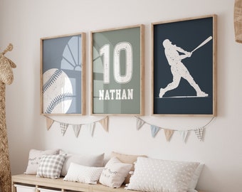 Personalized Baseball Wall Art Prints: Boy's Bedroom Decor (Digital Download)