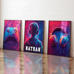 Personalised Gaming Prints, Gaming Gift, Gamer Neon Sign, Game Room Decor, Gaming Wall Art, Games Room Neon Wall Decor, Gamer Gift for Boys