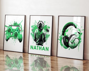 Personalized Gaming Prints, Gamer Decor, Gamer Wall Art, Teen Room Prints, Boys Bedroom Decor, Games Room Poster, Gamer Gift for Boys