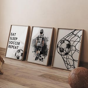 Impressões de arte de futebol personalizadas: decoração de quarto de meninos (download digital)