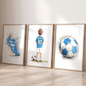 Estampas de futebol personalizadas: camisa personalizada, decoração para quarto de menino (download digital)
