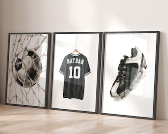 Personalised Football Shirt Print, Name & Number Art, Kids Bedroom Decor, Sports Gifts for Boys