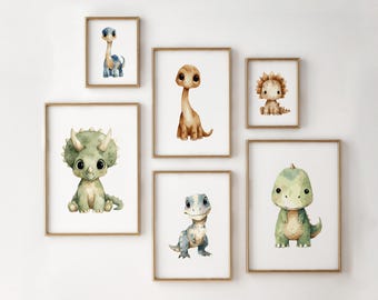 Dinosaur Nursery Prints: Set of 3 Dino Posters - Boys Room Decor (Digital Download)
