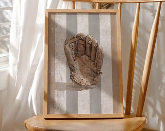 Vintage Baseball Wall Art: Sports Glove Print - Boys Nursery Print - Sports Room Decor (Digital Download)