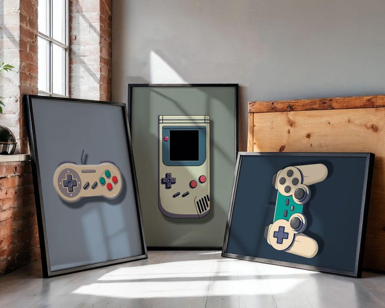 Retro Gaming Wall Art Prints, Set of 3 Vintage Gaming Wall Art, Gamer Wall Art, Boys Room Gamer Decor, Video Games Room Art, Gift for Gamer immagine 4