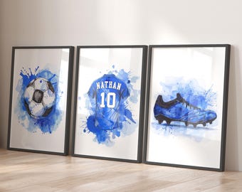 Regalos personalizados de fútbol para niños: EL COLOR DE TU EQUIPACIÓN - Arte de pared para la habitación del niño, pósteres personalizados con nombre y número.