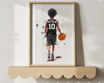 Personalized Basketball Poster, Custom Basketball Gift for Boys Room Decor, Basketball Prints, Basketball Wall Art, Basketball Art, Digital