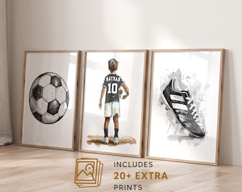 Personalized Football Wall Art Prints: Boys Football Gift - Custom Football Poster for Boys Bedroom Decor (Digital Download)