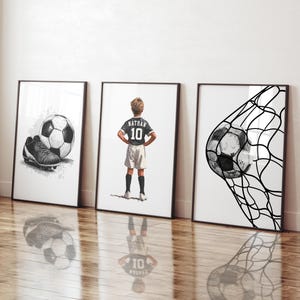 Personalisierte Fußball Wandkunst, Fußball Drucke, individuelles Fußball Poster, Fußball Geschenk für Jungen Schlafzimmer Fußball Dekor Kinderzimmer Dekor Fußball Trikot