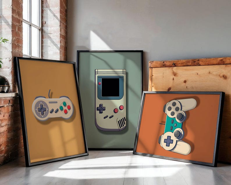 Retro Gaming Wall Art Prints, Set of 3 Vintage Gaming Wall Art, Gamer Wall Art, Boys Room Gamer Decor, Video Games Room Art, Gift for Gamer immagine 3